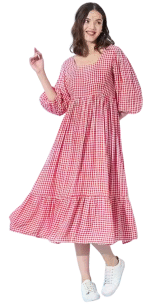 Latest Trending Fancy Pink  Cotton Frilled Dress