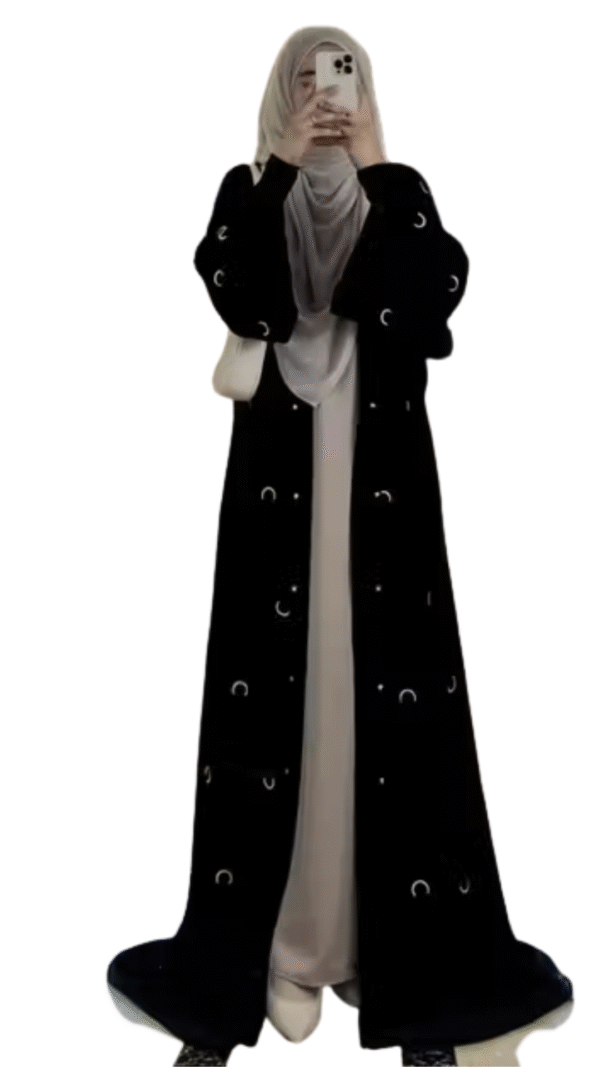 Front Open Embroidered Moon  Abaya