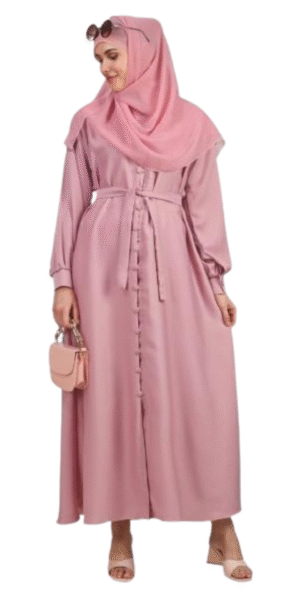 Front Open Knot With Collar And Cuffed Sleeve Abaya