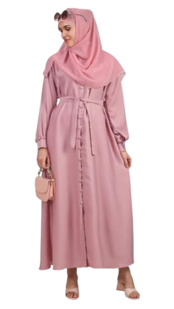 Front Open Knot With Collar And Cuffed Sleeve Abaya